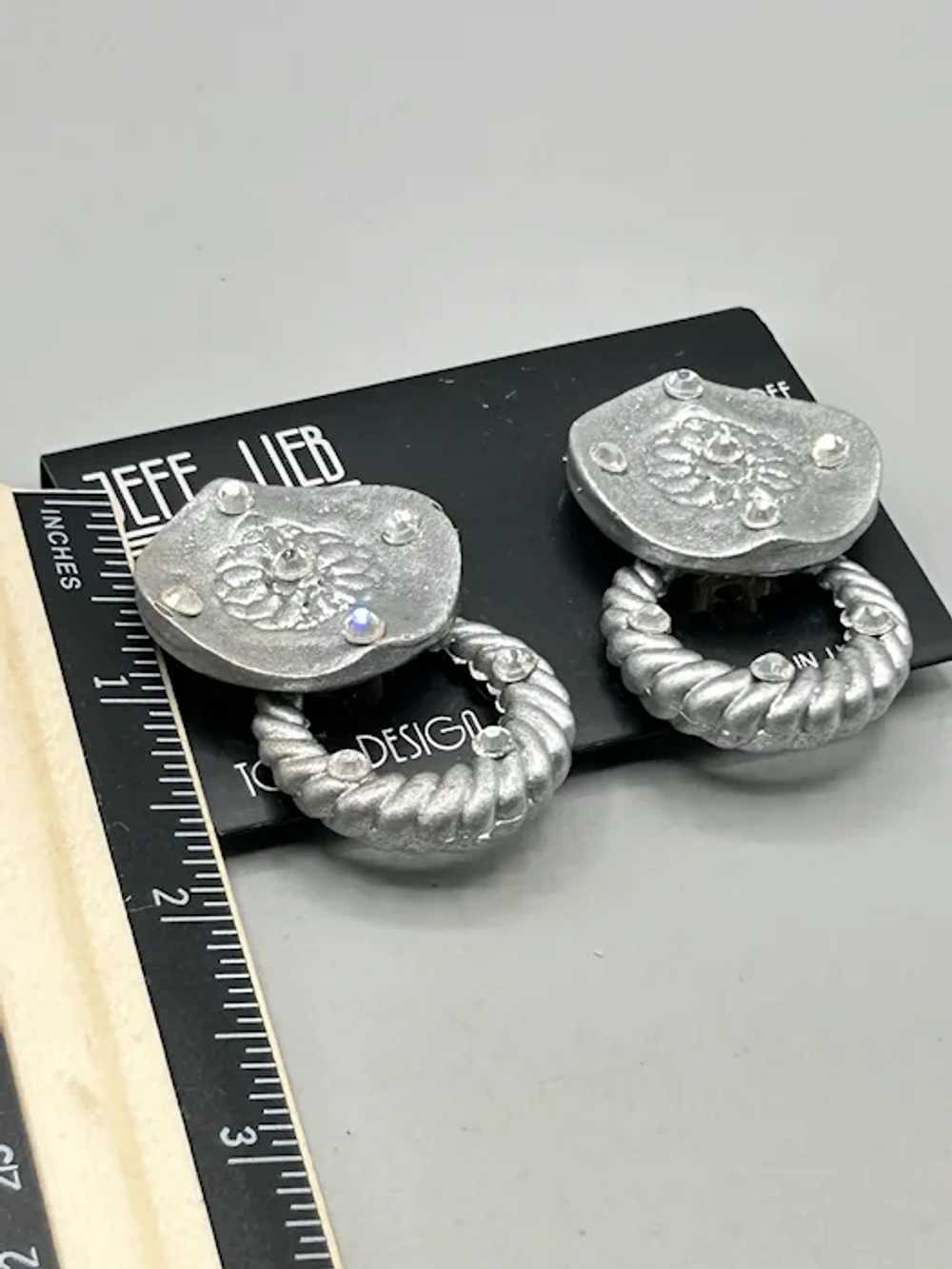 Jeff Lieb Silver Clip On Door Knocker Earrings wi… - image 7