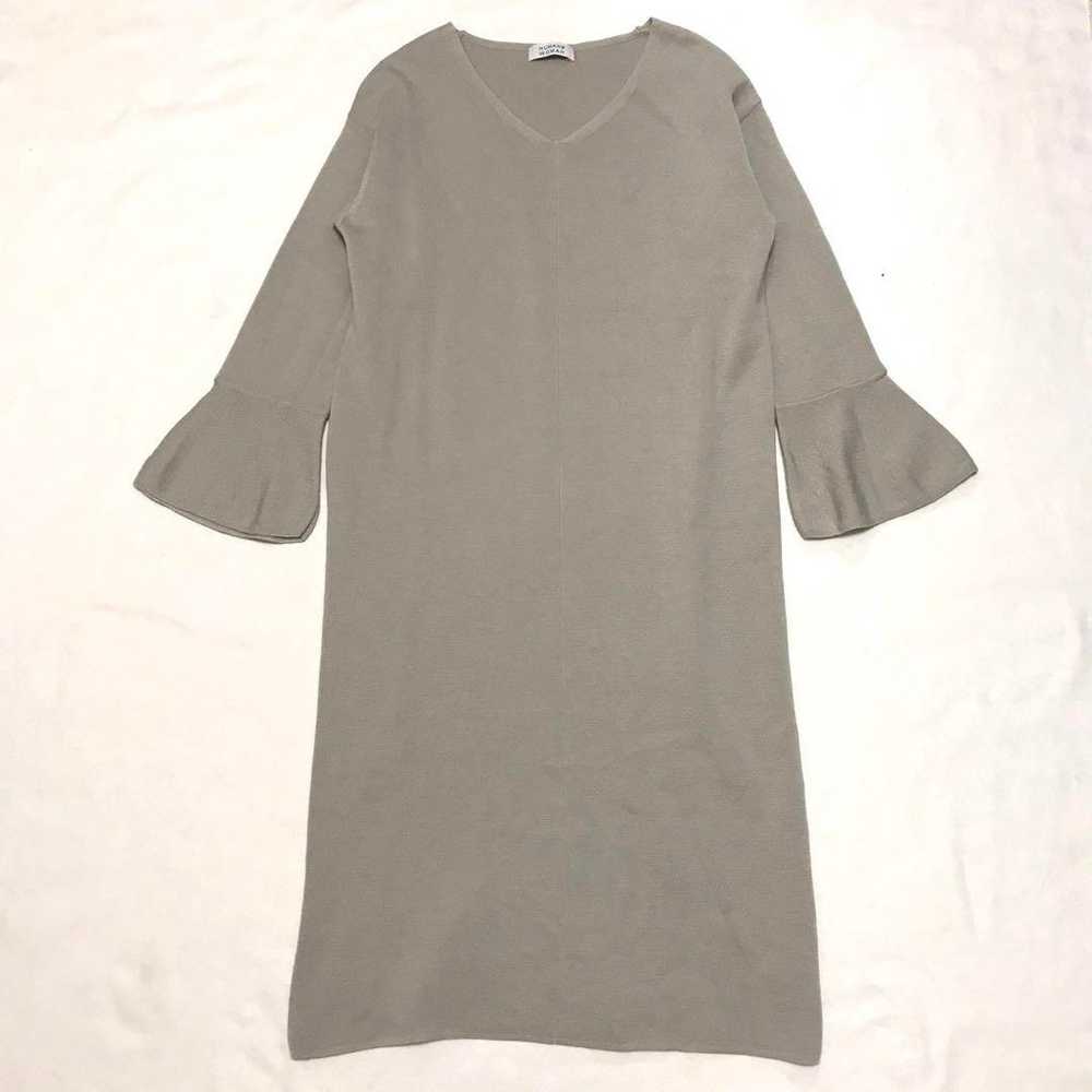 Human Woman Knit Dress Wool V-Neck Flared Sleeves… - image 1