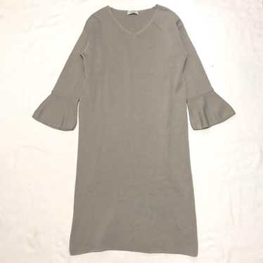 Human Woman Knit Dress Wool V-Neck Flared Sleeves… - image 1