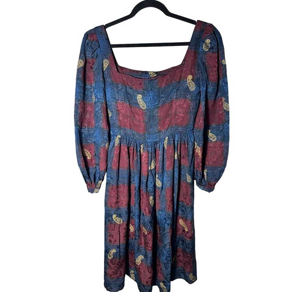 Vintage 80s Umi Collections Navy Maroon Paisley S… - image 3