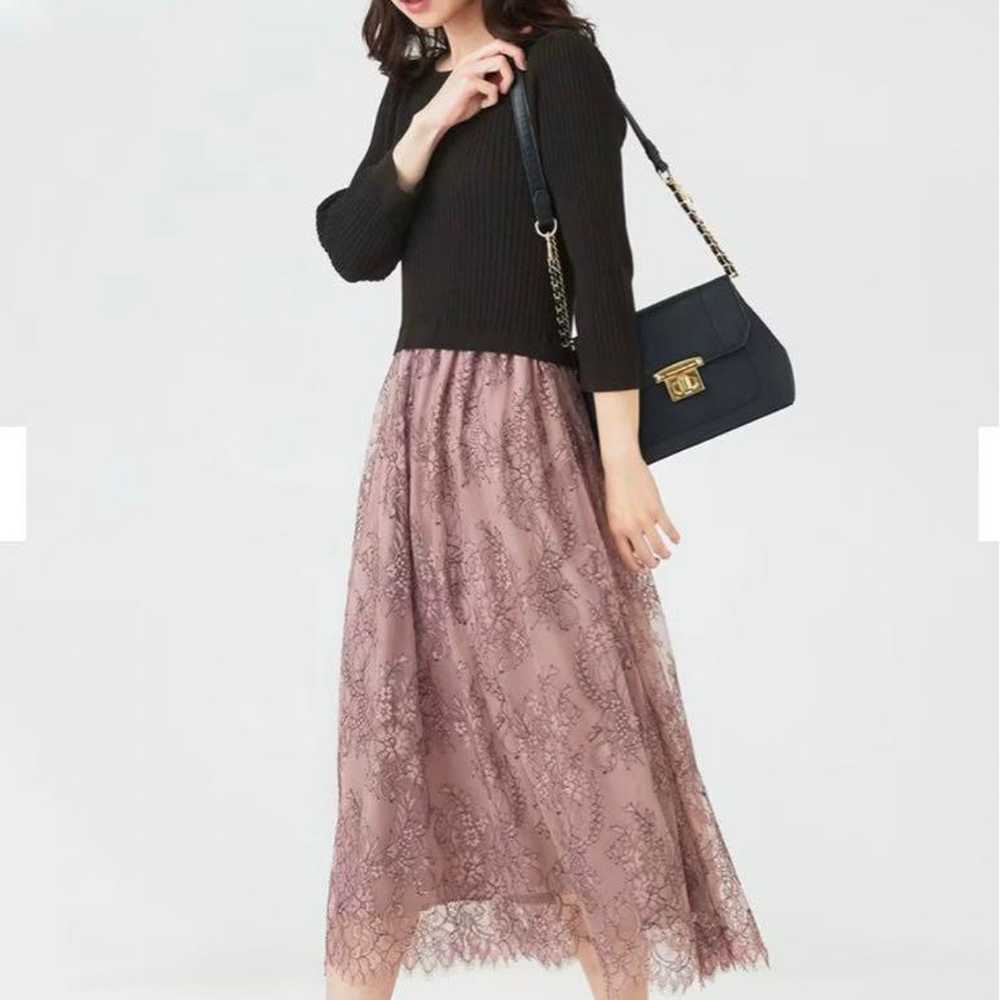 any SiS 【Washable】 Lace Skirt Docking Dress Black… - image 2