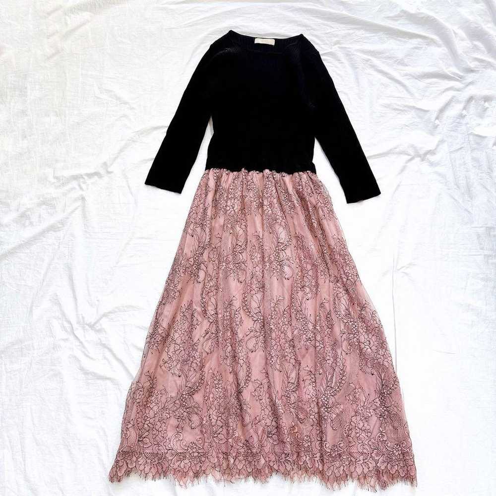 any SiS 【Washable】 Lace Skirt Docking Dress Black… - image 4