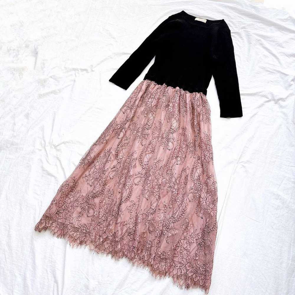 any SiS 【Washable】 Lace Skirt Docking Dress Black… - image 5