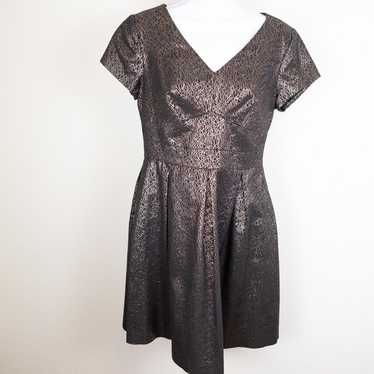 Vince Camuto Black & Gold Metallic Jacquard Dress 