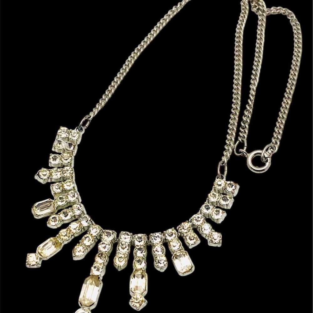 Vintage Clear Rhinestones Chained Necklace - image 6