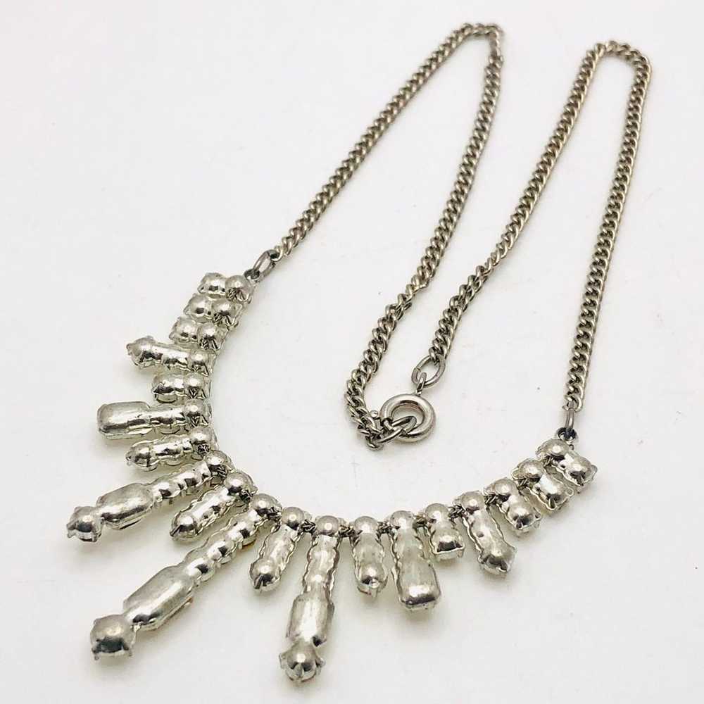 Vintage Clear Rhinestones Chained Necklace - image 8