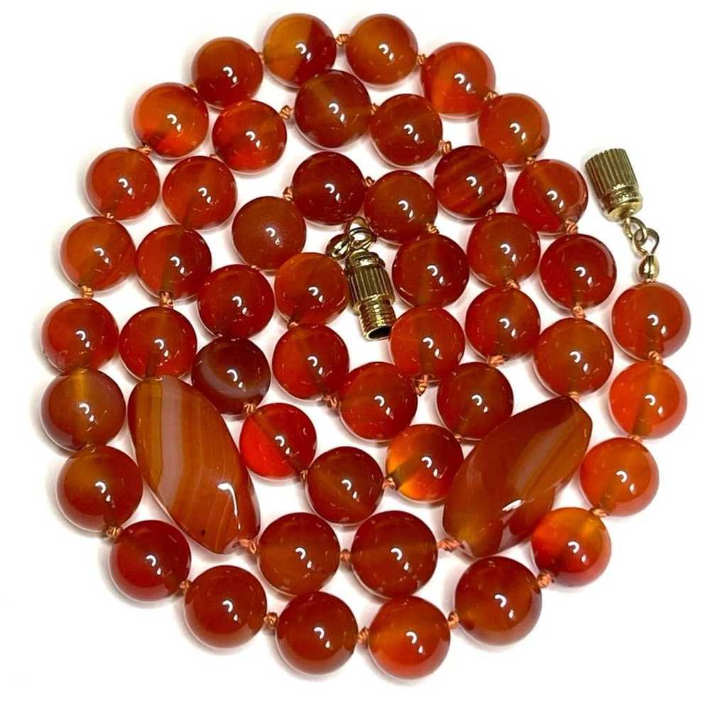 Vintage Necklace Carnelian Genuine Gemstone Vtg C… - image 1