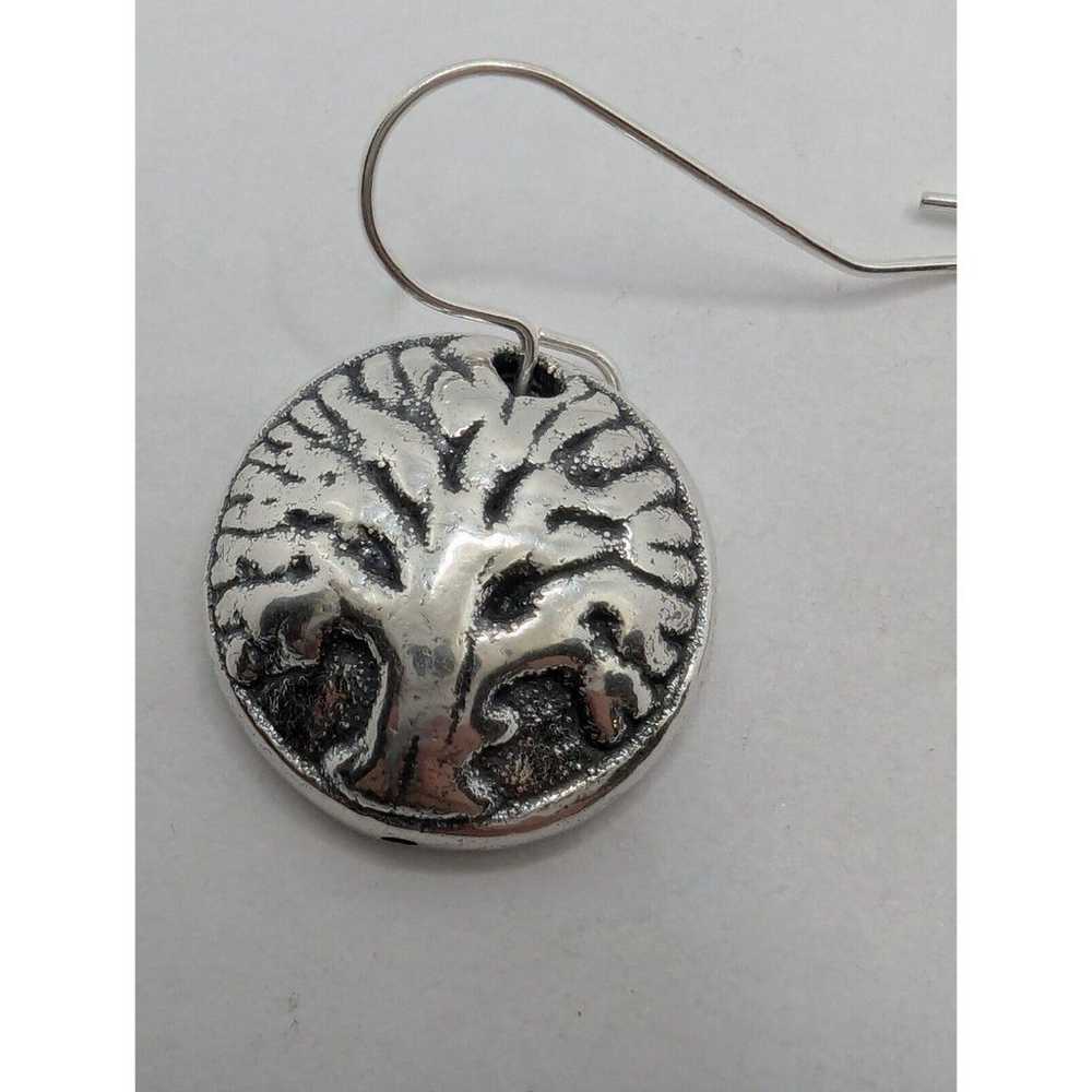 Sterling Silver 925 Tree of Life Round Dangle Ear… - image 4