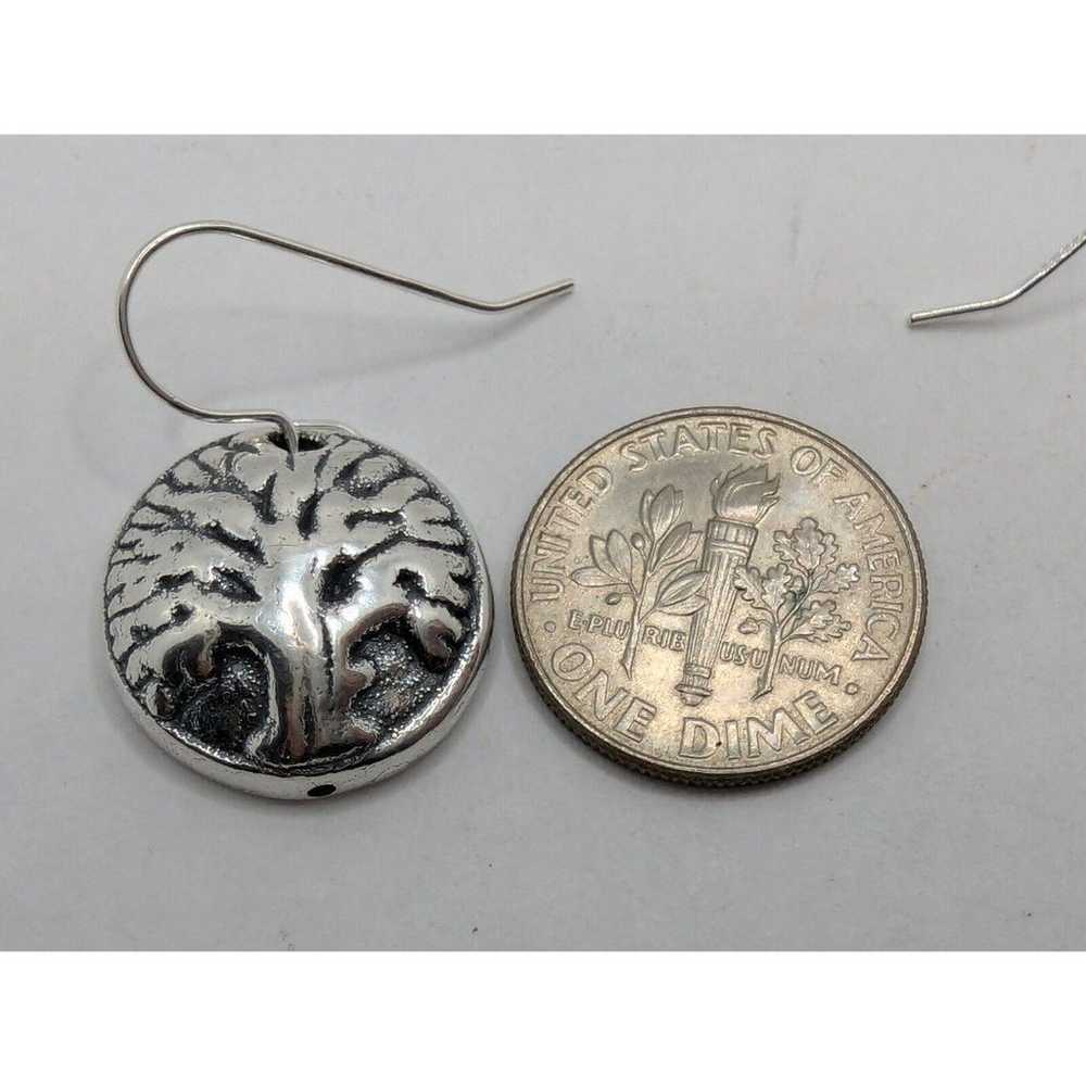 Sterling Silver 925 Tree of Life Round Dangle Ear… - image 5