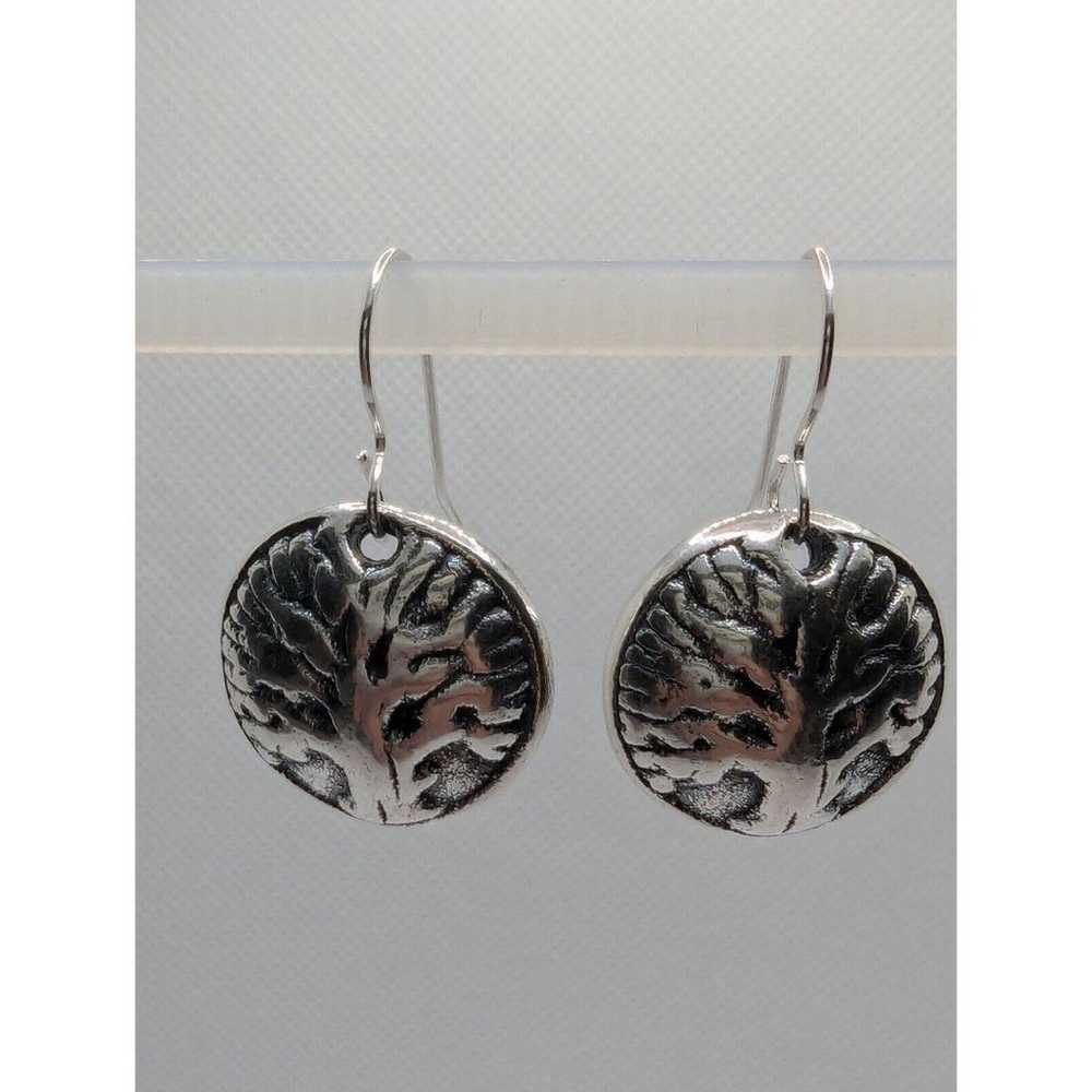 Sterling Silver 925 Tree of Life Round Dangle Ear… - image 9