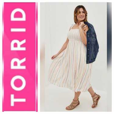 Torrid Midi Challis Smocked Tired Dresd