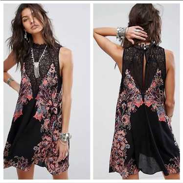 Free People Marsha black lace sleeveless mini trap