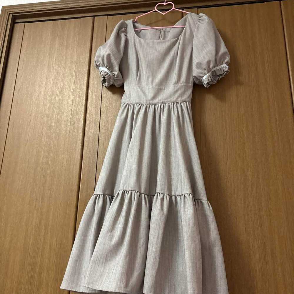 Gray Short Sleeve Tiered Long Dress - image 1