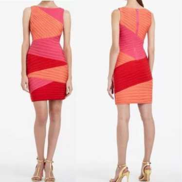 BCBGMaxAzria Debra Ruched Dress in Begonia Combo … - image 1