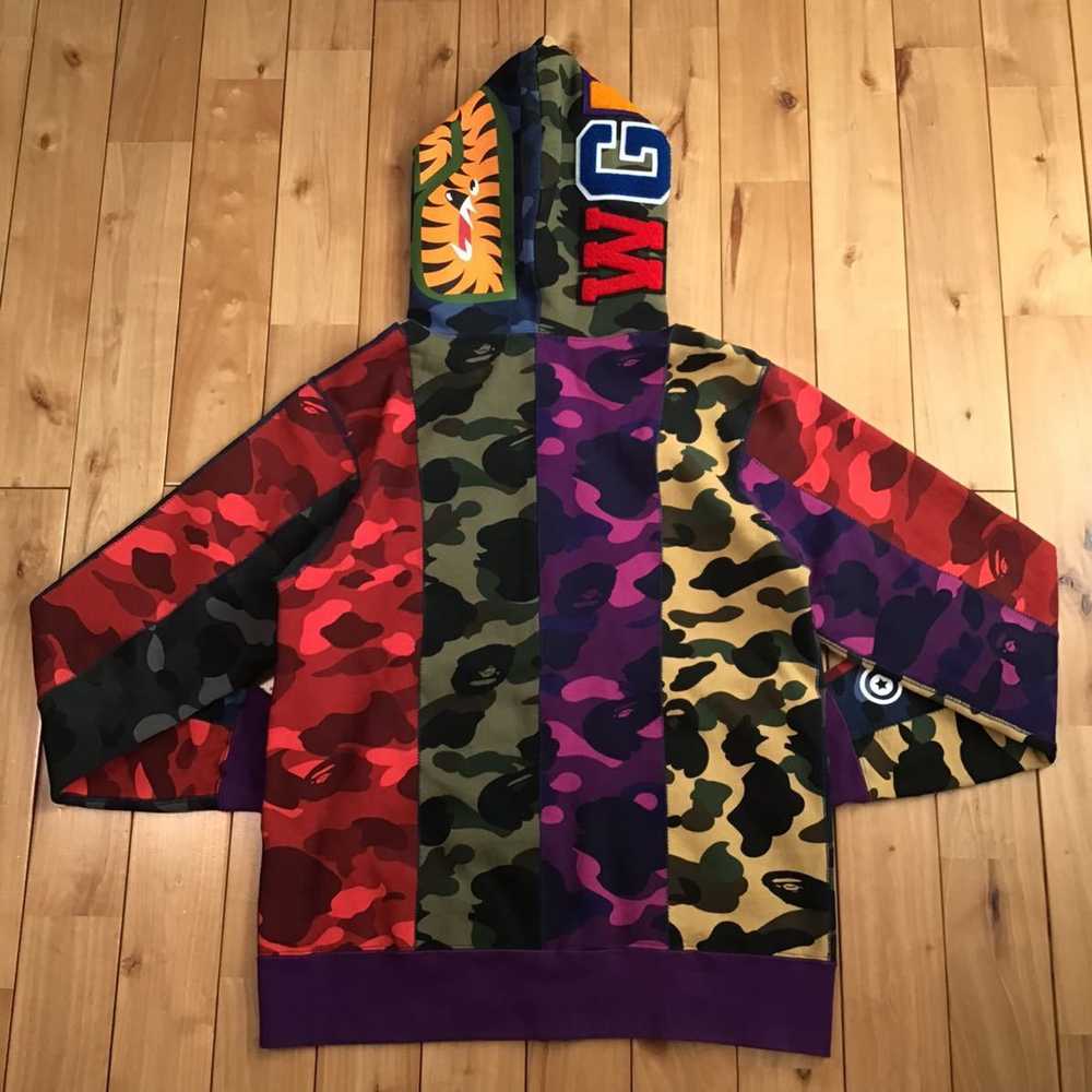 Bape BAPE crazy mix camo shark full zip hoodie a … - image 2