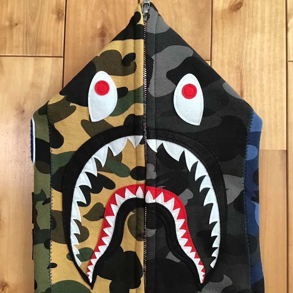 Bape BAPE crazy mix camo shark full zip hoodie a … - image 3