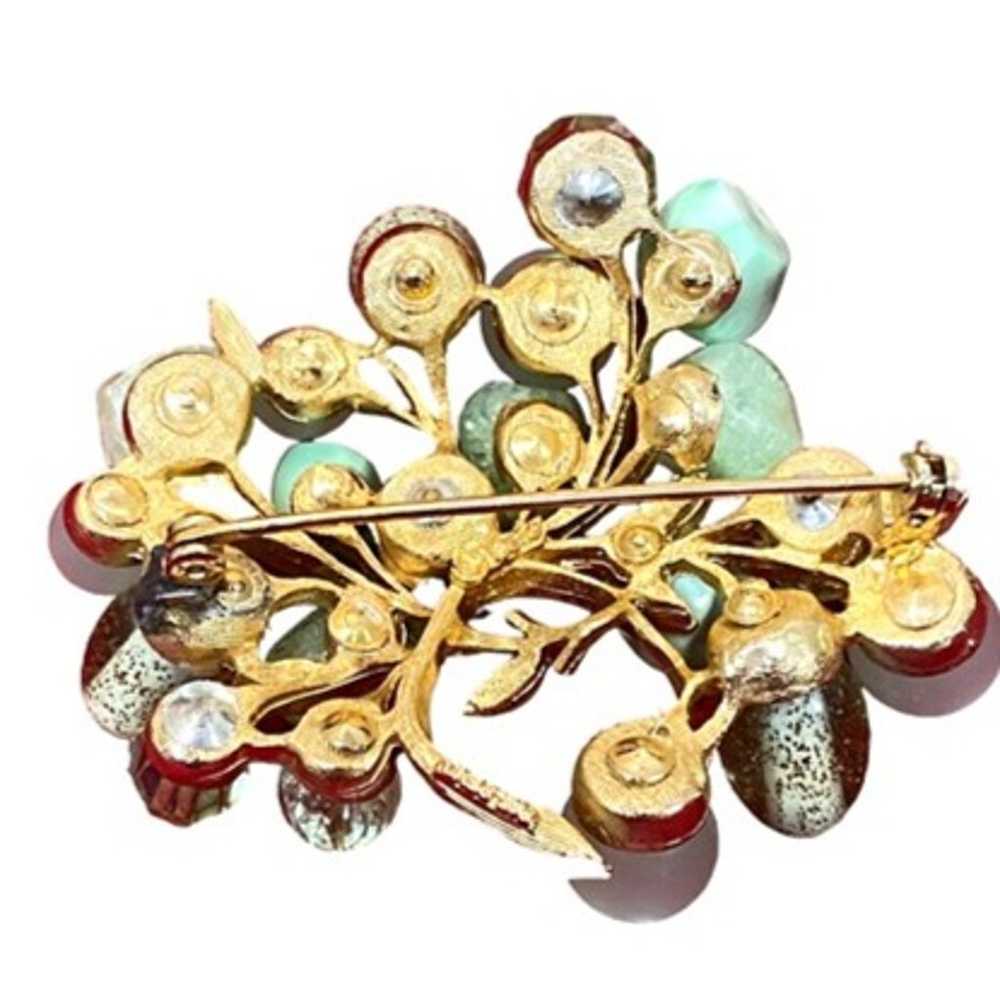 CORO Vintage Gold Tone Various Shapes Shades Gree… - image 7