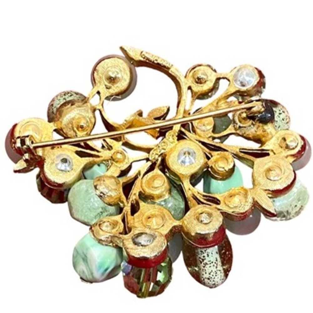 CORO Vintage Gold Tone Various Shapes Shades Gree… - image 9