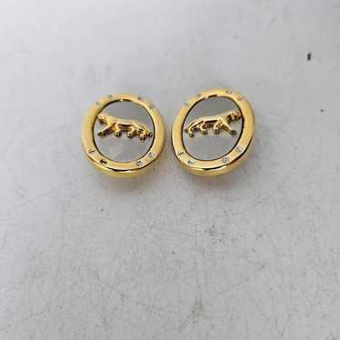 Vintage gold and silver plate clip on earrings wi… - image 1