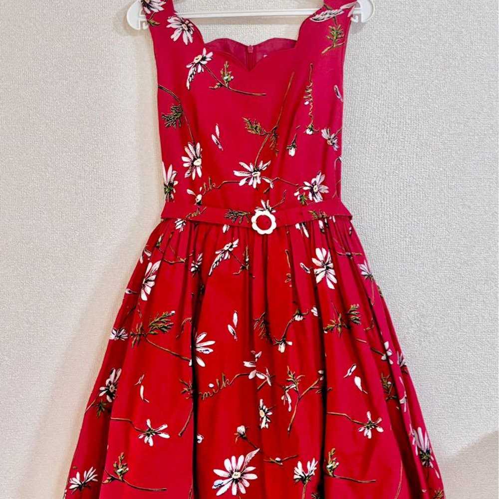 MILK Red Floral Design Sleeveless Dress - image 1