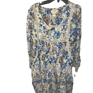 Sundance Blue Floral Delphine Crochet Tunic Dress 