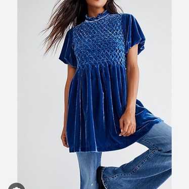 Free People blue velvet dress