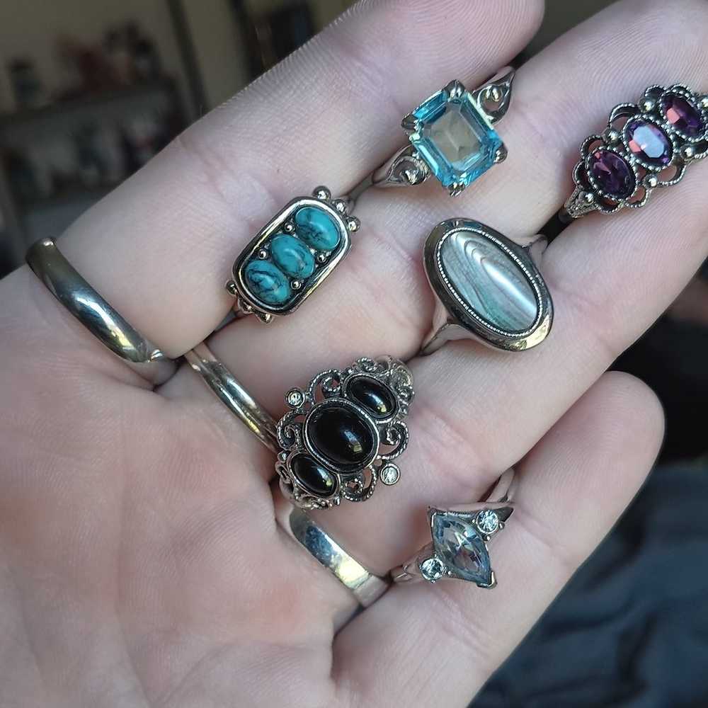 6 vintage silver avon rings - image 2