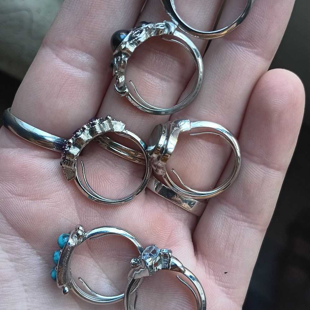 6 vintage silver avon rings - image 3