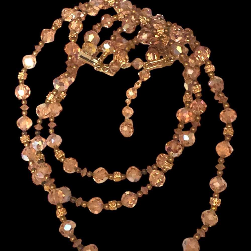 Triple Strand Golden Austrian Glass Beaded Neckla… - image 6