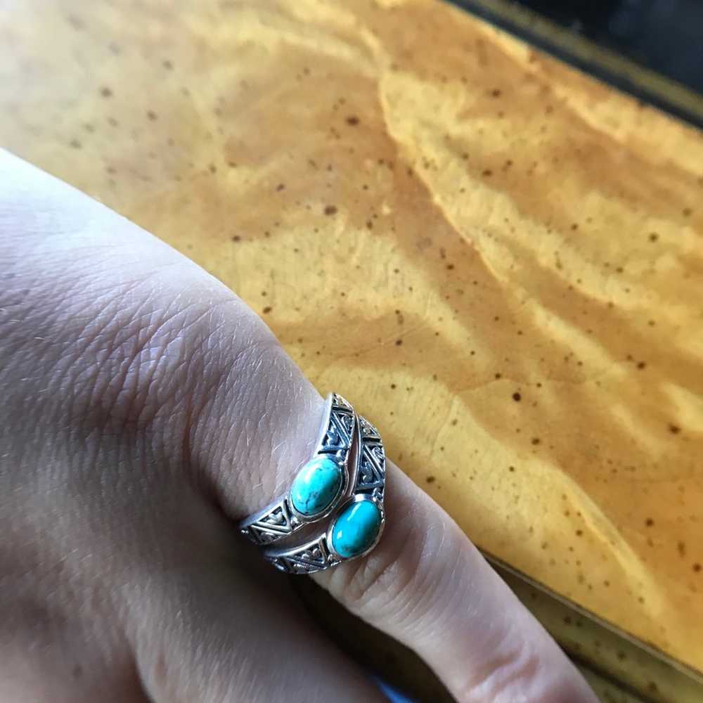 Genuine Blue Turquoise Sterling Silver Rings - image 9