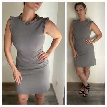 J. Crew Dress Grey Ruffle Size 4 Office Professio… - image 1