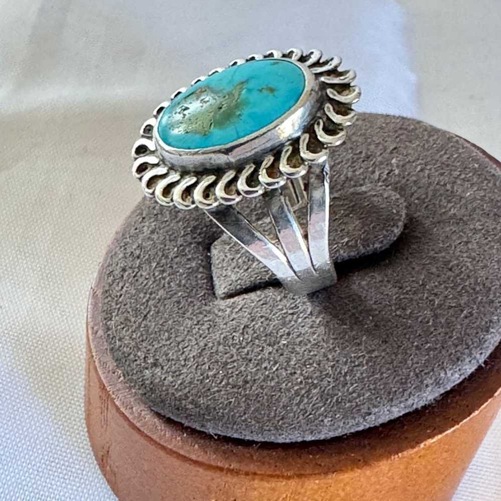 VTG Solid Sterling Silver 925 Turquoise Bezel Set… - image 2