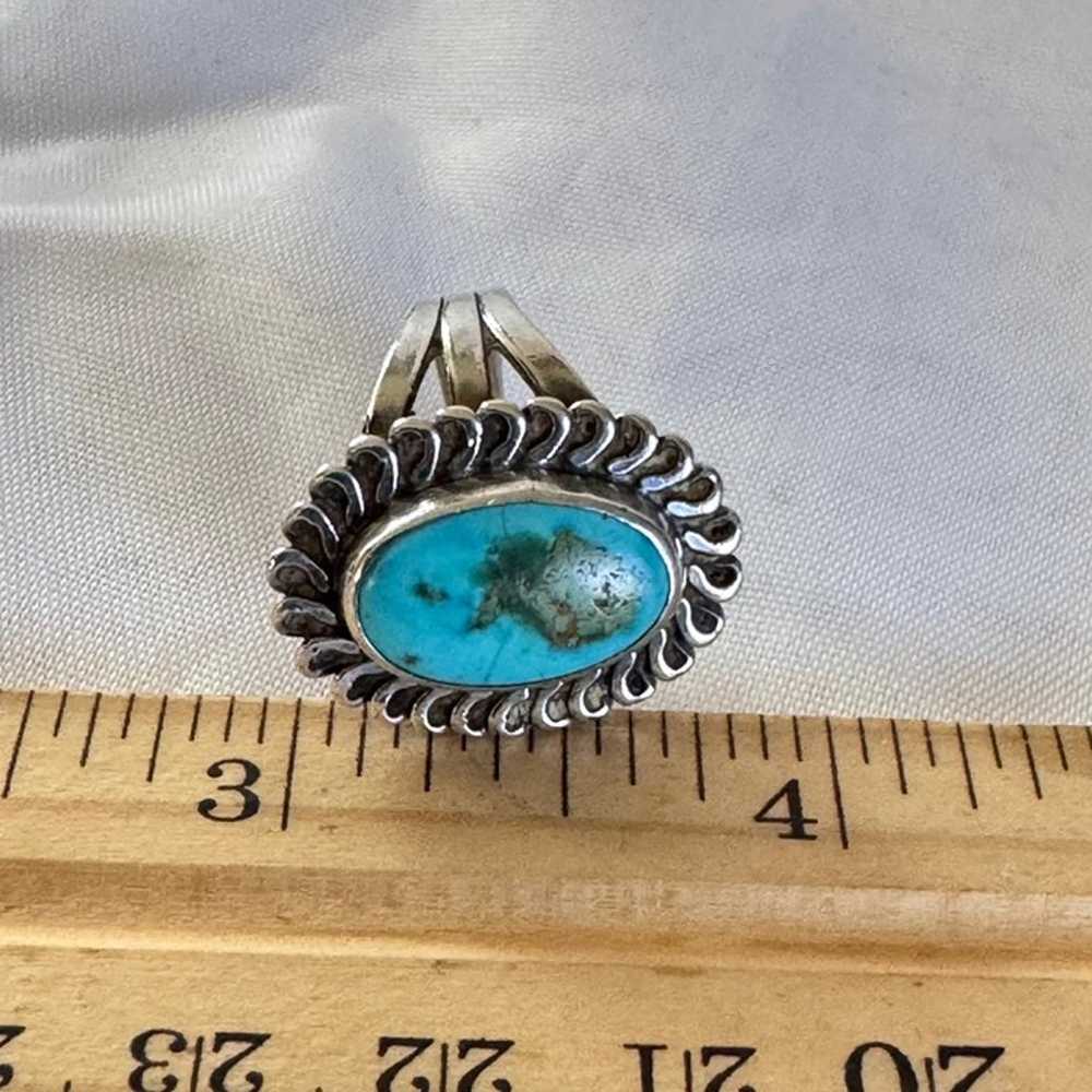 VTG Solid Sterling Silver 925 Turquoise Bezel Set… - image 6