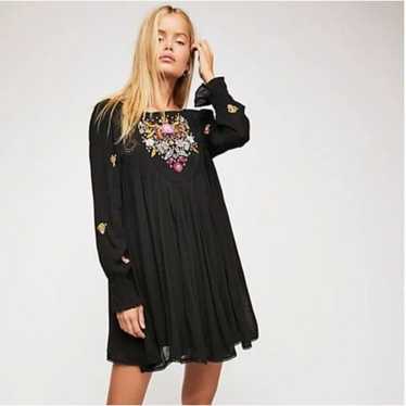 Free People Mohave Embroidered Mini Dress Black Me