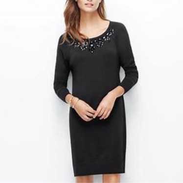 Ann Taylor Beaded Chest Long Sleeve Sweater Dress… - image 1