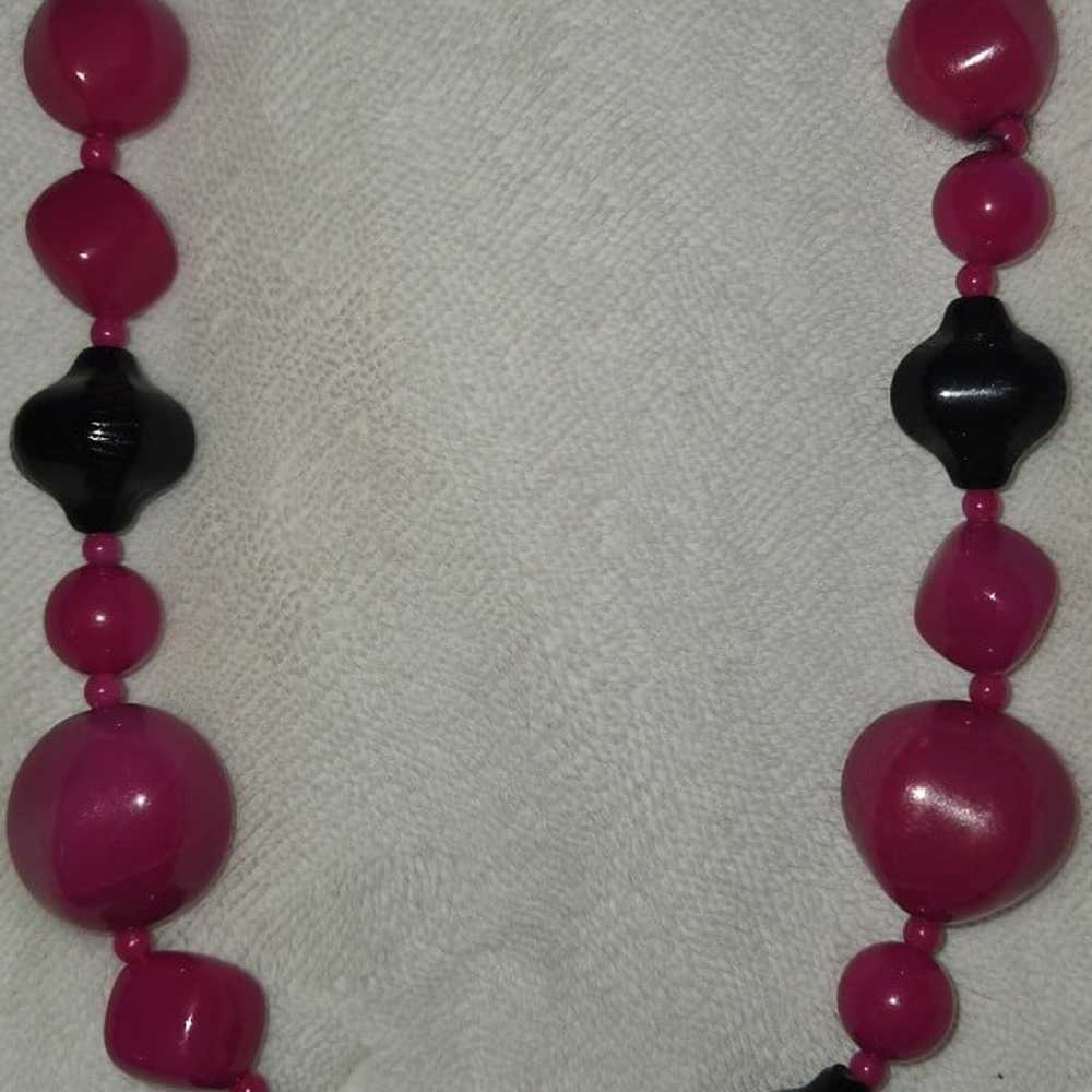 Fuchsia and black 1980s *chunky* style necklace. - image 1