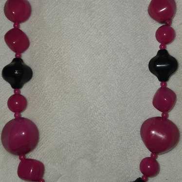 Fuchsia and black 1980s *chunky* style necklace. - image 1