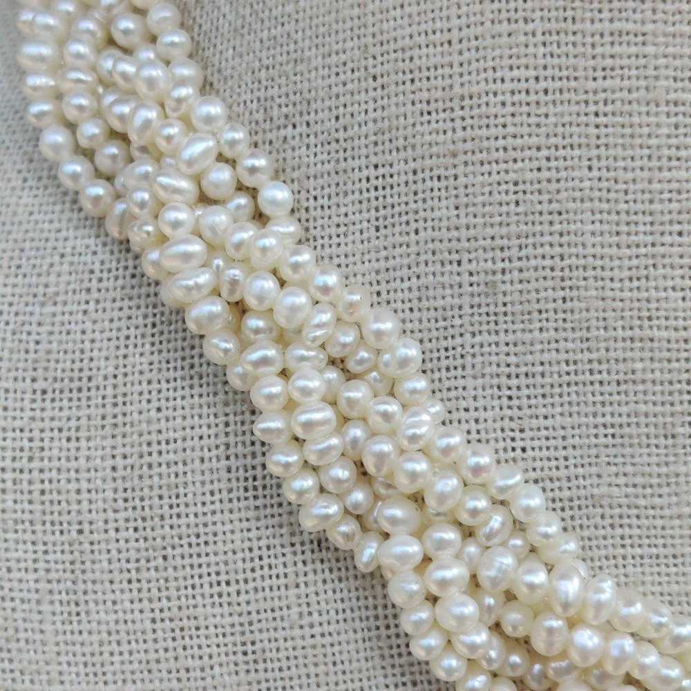 Vintage sterling braided pearl necklace - image 3