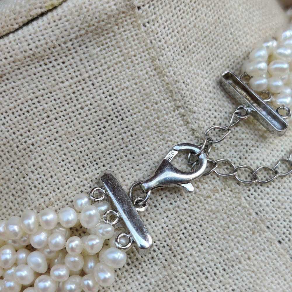 Vintage sterling braided pearl necklace - image 5