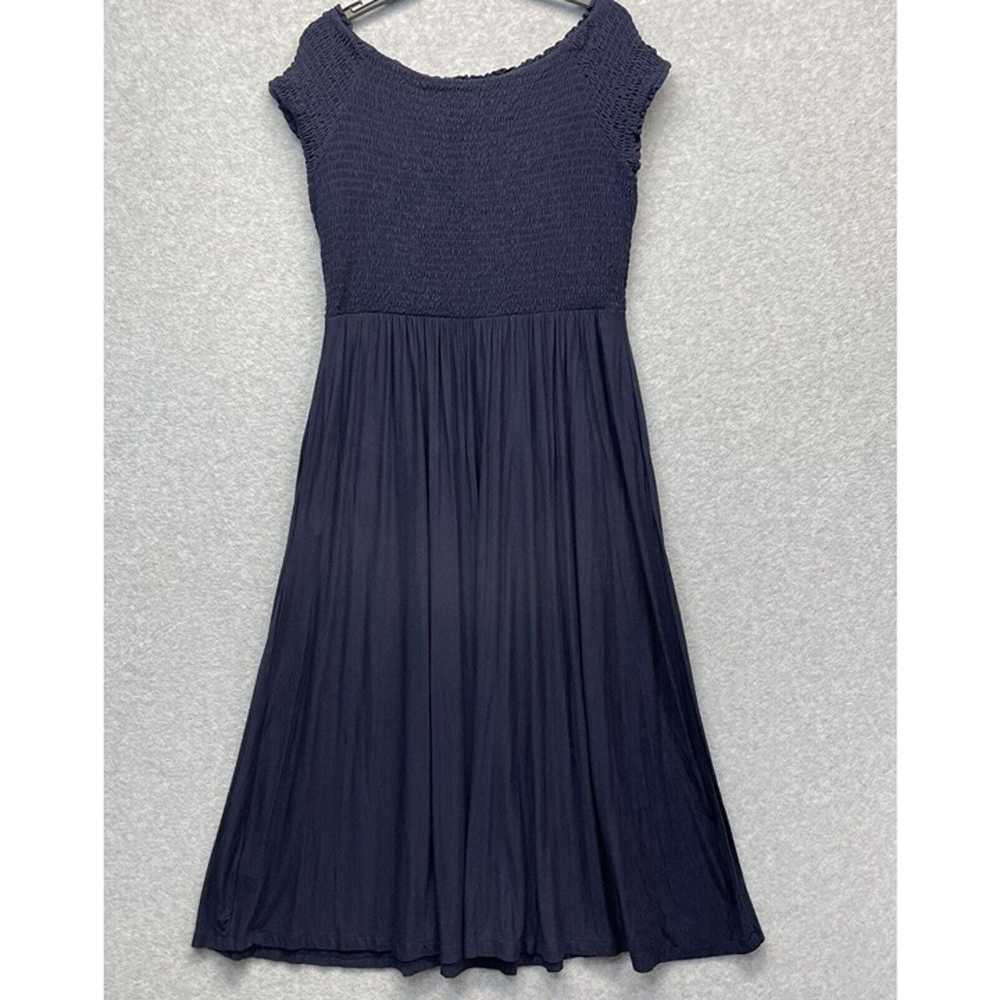 Boden Angelica Smocked Midi Dress Womens 12 Navy … - image 6