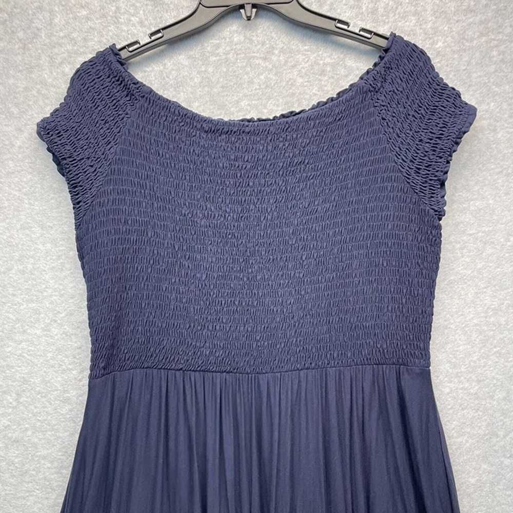 Boden Angelica Smocked Midi Dress Womens 12 Navy … - image 7