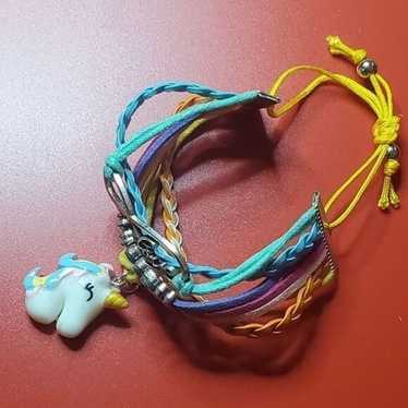 Unicorn rainbow charm‎ braided bracelet