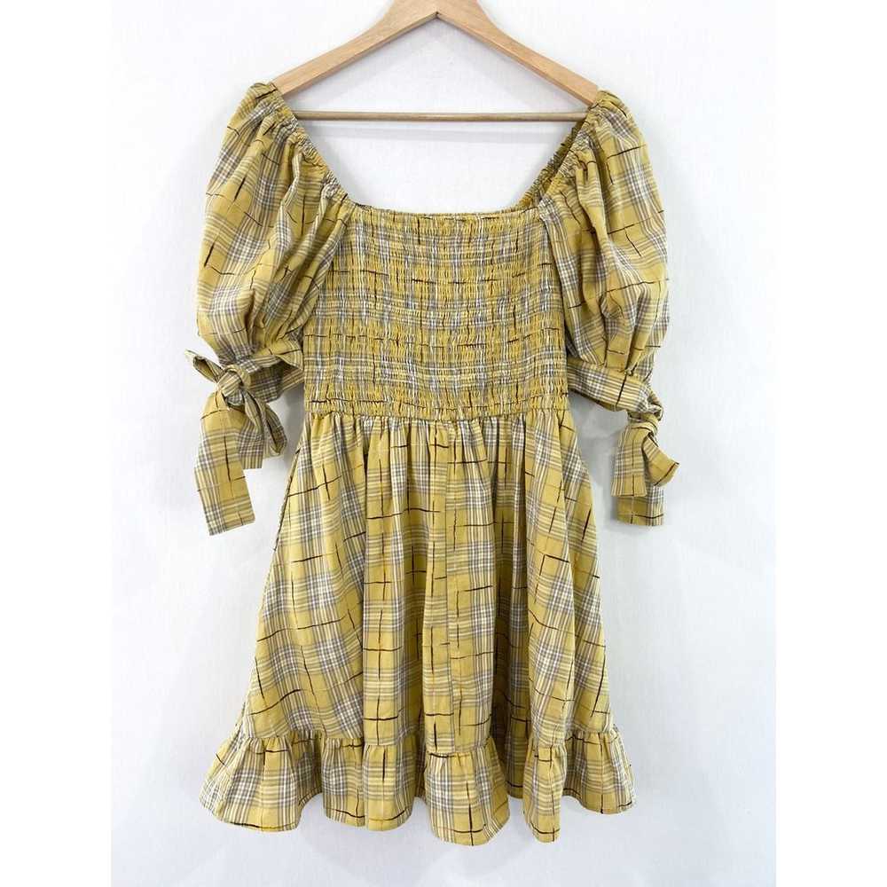 & Merci Women's Yellow Plaid Smocked Babydoll Dre… - image 2