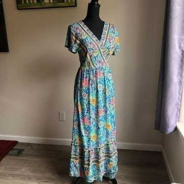 Teal Wrap Maxi Dress