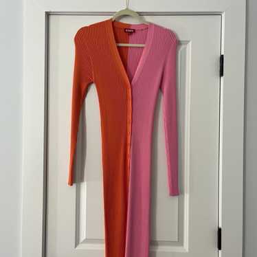 staud color block cardigan dress - red and pink -… - image 1