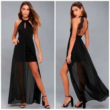 Lulus My Beloved Black Lace Maxi Dress