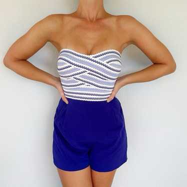 Bebe Katrina blue spectrum stripe print bandage co