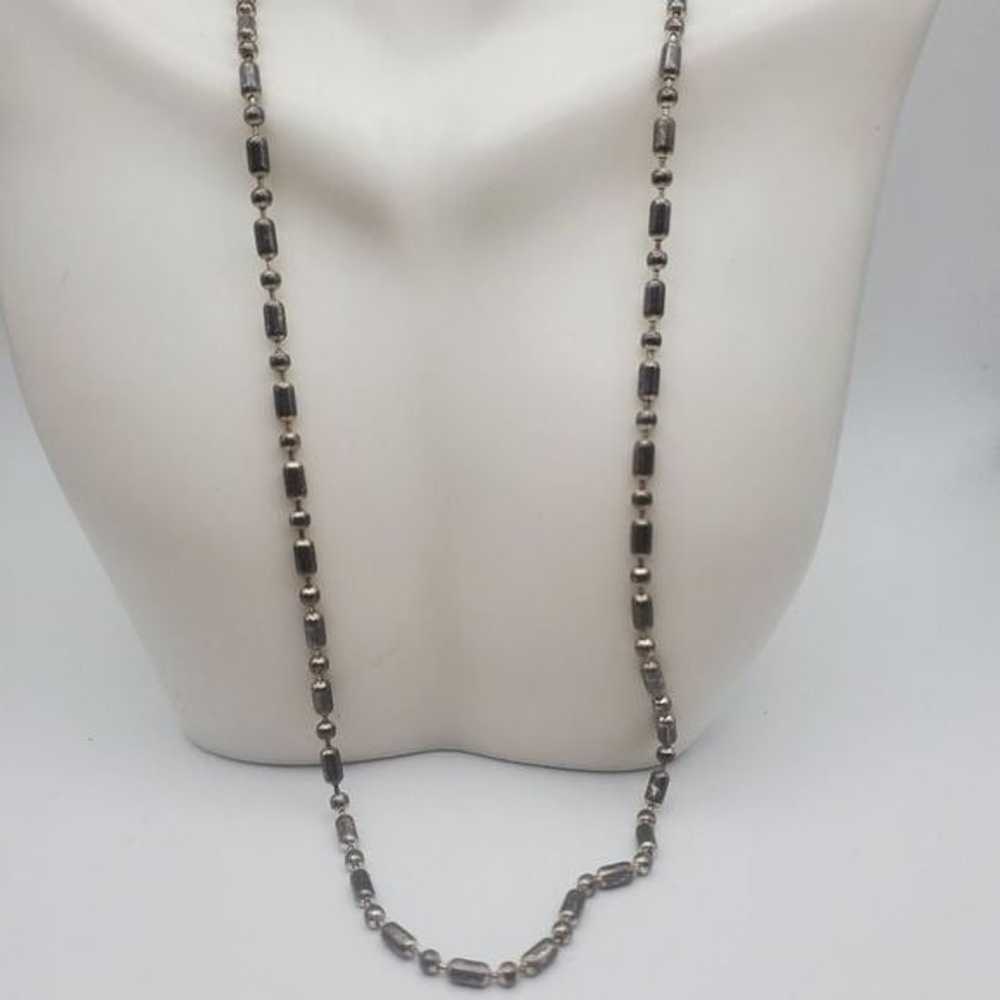 1990s tube spacer silver toned‎ necklace - image 1