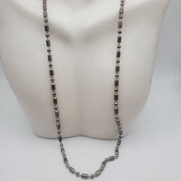 1990s tube spacer silver toned‎ necklace - image 1