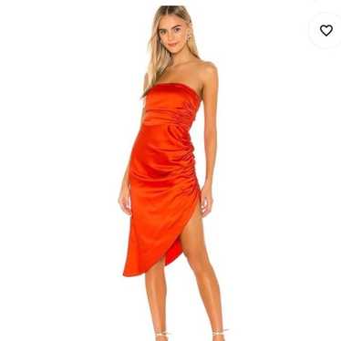 Lovers + Friends bright red orange strapless dress